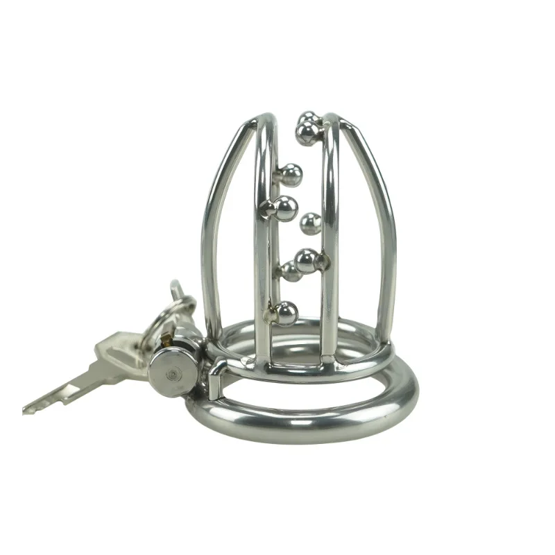 New Male Penis Lock Chastity Cage Kit With Beads Virginity For Men Breathable Cock Ring Penis Fetish Restrain Stainless Steel