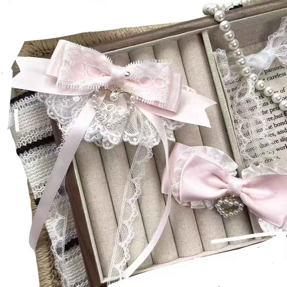 Y2K أنيقة لؤلؤة الحب مقاطع الشعر الأقواس الحلوة الدانتيل طبقة مزدوجة دبابيس الشعر Harajuku إكسسوارات الشعر لعيد الحب عيد الميلاد