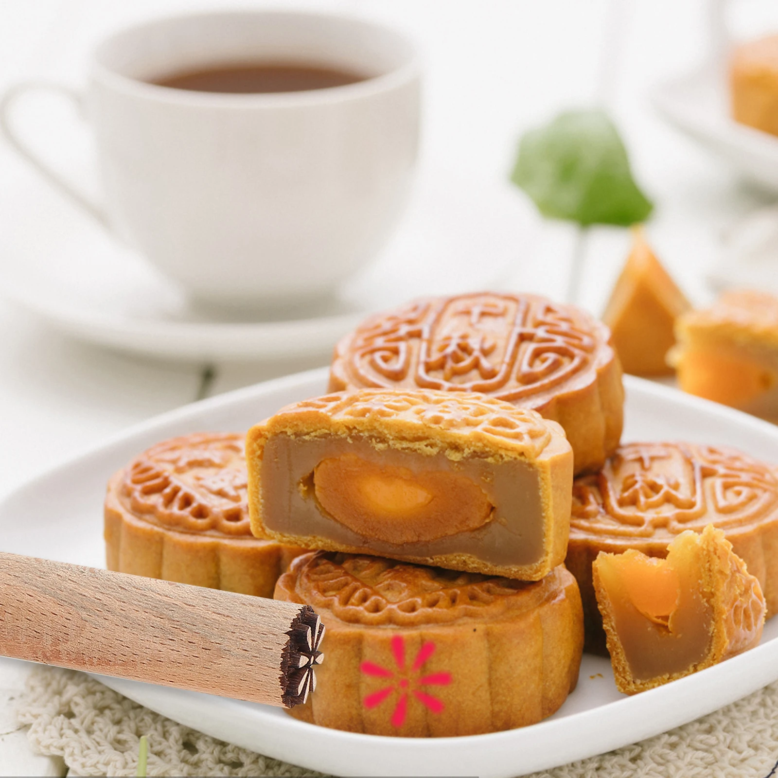 

4 Pcs Rectangle Moon Cake Stamp Mold Wood Molds for Baking Shapes Accessories