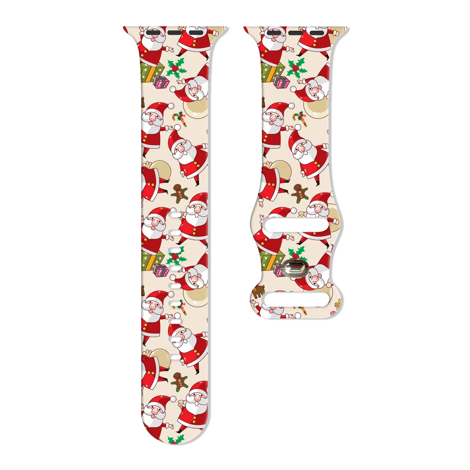 

Hot Christmas Series Print Watchband for Apple Watch 11/10/9/8/SE, Soft Waterproof Replacement Silicone Band 46mm/45mm/44mm/42mm