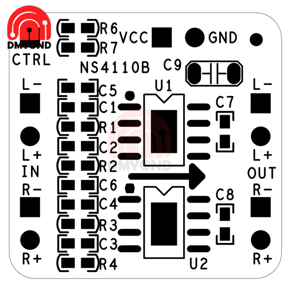 Differential Power Amplifier Board 2x18W Digital Class D/AB Audio Power Amplifier NS4110B 7W 10W 18W Overheating Protection