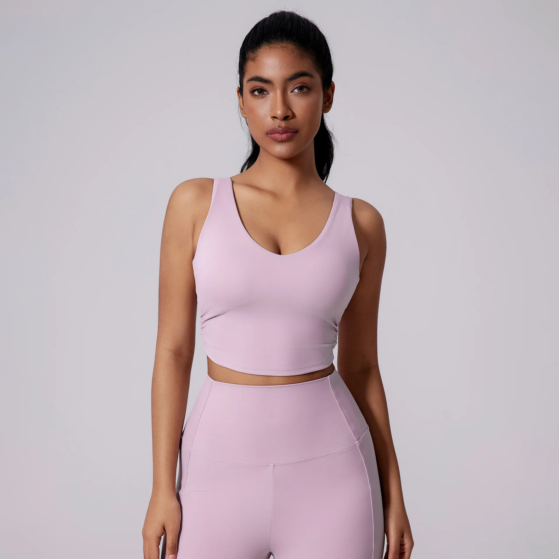 

Women V-Neck Yoga Tank Top Sleeveless High Support Bra Quick Dry Slim Fit Gym Vest Running Training Sportswear Workout Gear