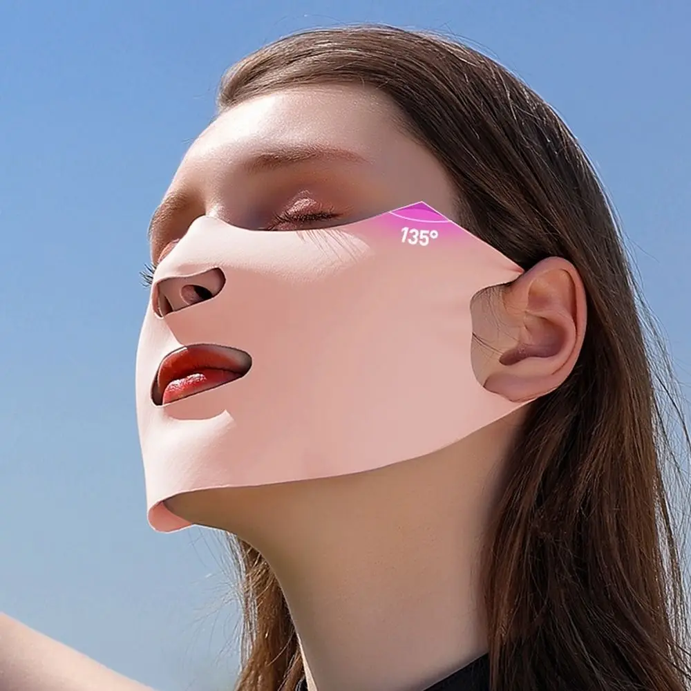 Summer Silk Scarf Solid Color Outdoor Sun UV Protection Ice Silk Face Scarf Sunscreen Veil Sunscreen Mask Anti-uv Face Cover
