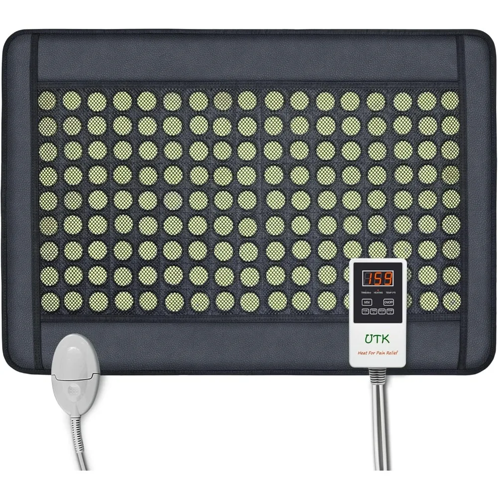 Upgrade Far Infrared Heating Pad for Back, 153 Natural Jades Heating Pad for Pain, More Gemstones & Larger Heat Area,