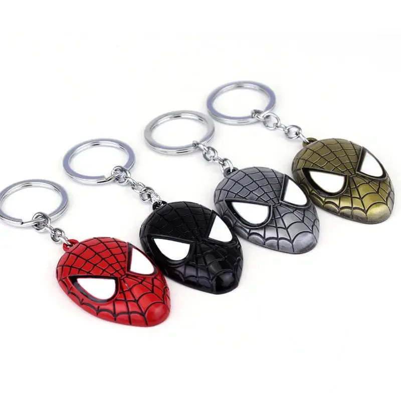 Miniso Marvel Spiderman Metal Car Keychain Anime Avenger Spider Mask Men Women Bag Pendant Keyring Key Holder Accessories Gift