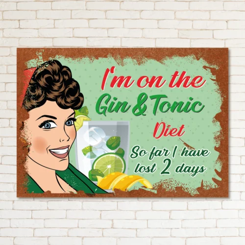 GIN AND TONIC Retro Metal Sign Man Cave Bar Pub Plaque Party Vintage Gift