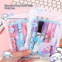 Sanrio 6Pcs Gel Pen Cartoon Set Kuromi Cinnamoroll My Melody 0.5mm Black Sponge St Quick Dry Pen Students Learn Stationery