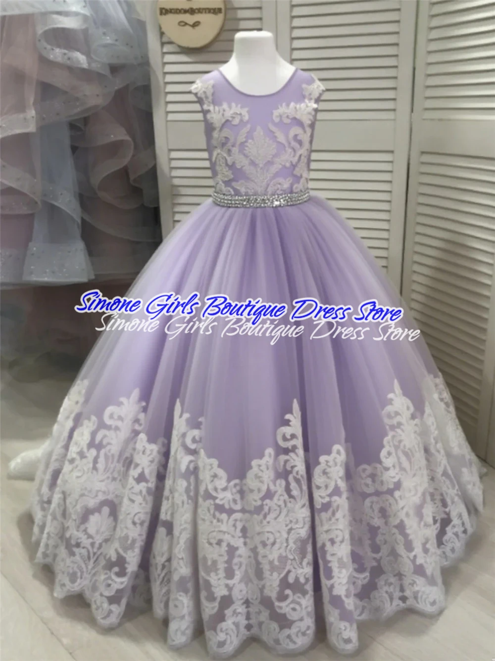 Sleeveless Lace Stitching Sequin Cute Flower Girl Dresses for Wedding Ceremonies Formal Receptions first Communion Party