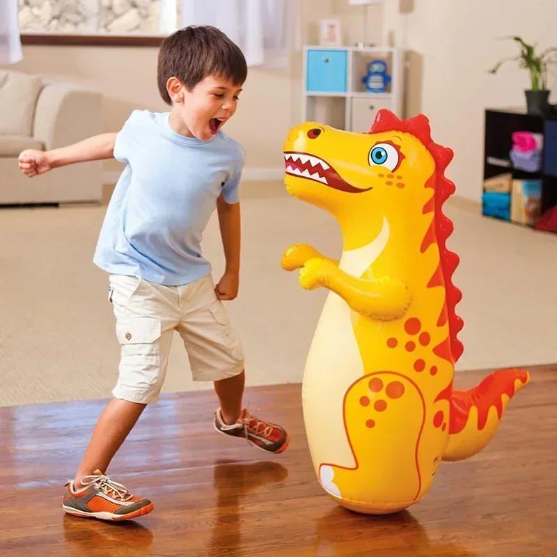 Dinosaur Inflatable Boxing Training Punching Bag Kid Sport Toy Standing Punch Props Boxing Bag Fight Training Stress Relief Toy