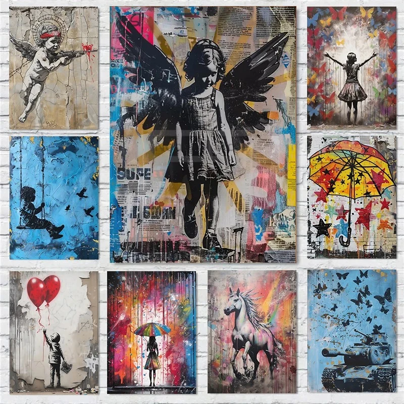 Affiche Graffiti Abstrait Coloré Banksy, Impressions Graffiti de Rue, Peinture sur Toile, Tableaux Muraux, Décoration Moderne pour Salon et Maison