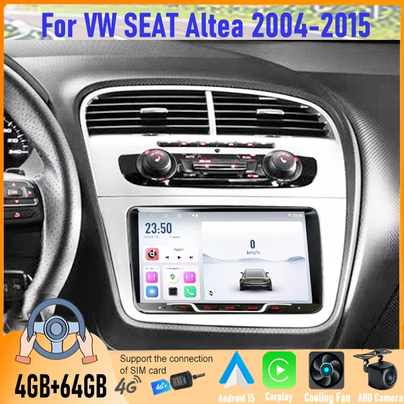 9 Inch Android Car Stereo For VW SEAT Altea 2004-2015 Wireless CarPlay Android Auto HD Touch Screen GPS Navigation BT Radio