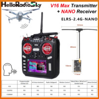 HelloRadio V16 MAX Transmitter ELRS 2.4GHz Mode2 Remote Control NANO Mini Receiver for Freestyle Long Range FPV Drone DIY Parts