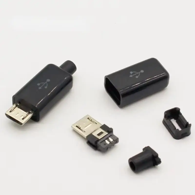 مايكرو مايك أندرويد التوصيل الذكور 4 دبوس قذيفة سوداء قذيفة بيضاء USB2.0 الذكور 4 قطعة مجموعة مع لوحة دارات مطبوعة لحام سلك موصل A6
