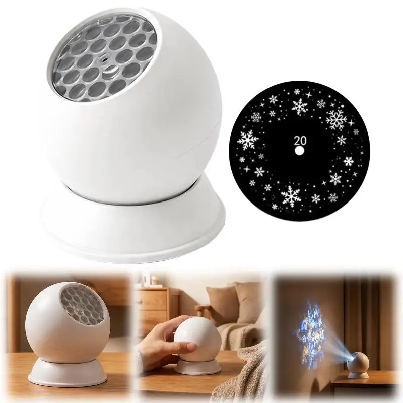 LED Snowflake Holiday Projector Light 360° Rotating Base Ambient Lighting for Office Shop Xmas Decoration view 5