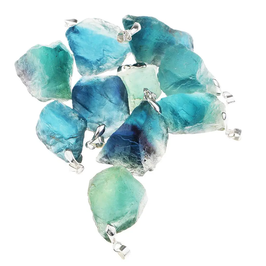Jewelry Stones Crystal Pendant Natural Fluorite for Necklace Gift Supplies and Art Decoration