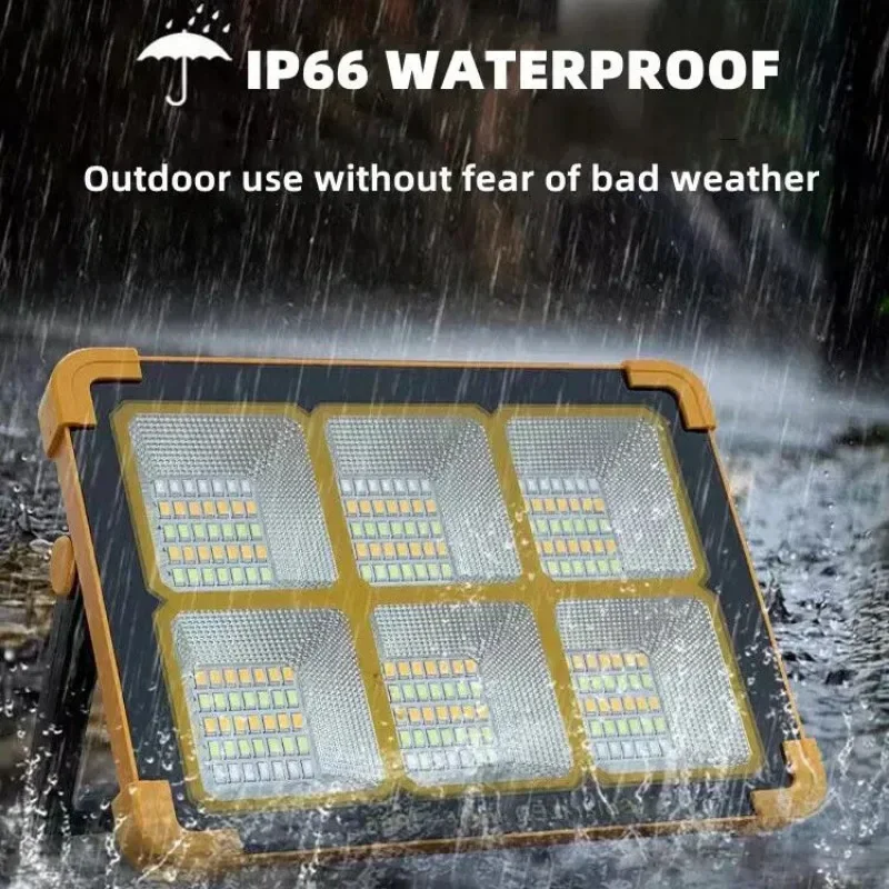 LED Solar Floodlight Rechargeable Emergency Lighting Outdoor Camping Portable Lamp IP66 Waterproof Highlight Searchlight Upgrade