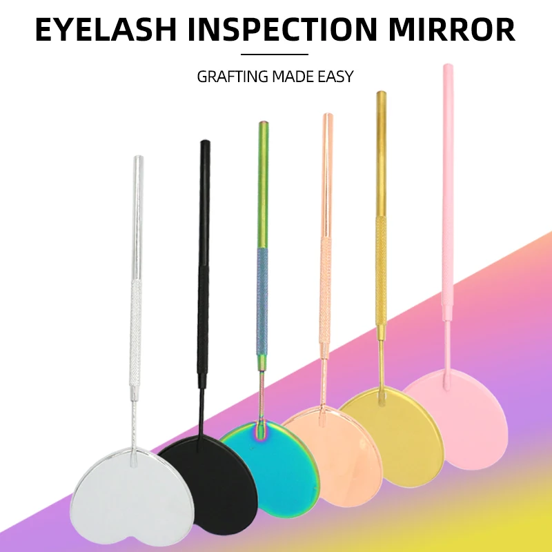 Heart Shape Eyelash Mirror Large Makeup Mirror Magnifying Beauty Long Handle Mirror For Checking False Eyelash Tool Makeup Tool