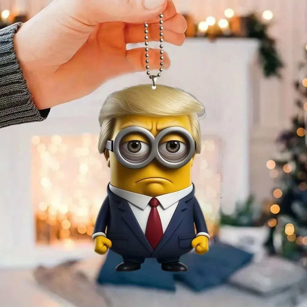 Trump cartoon character pendant Car rearview mirror decoration Refrigerator decoration Keychains