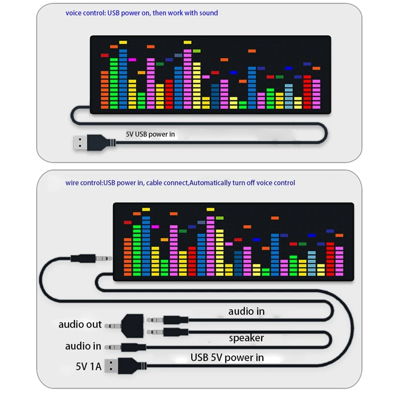 LED-Musik spektrum Rhythmus Lichter Sprach sensor RGB Atmosphären pegel anzeige mit Uhr anzeige