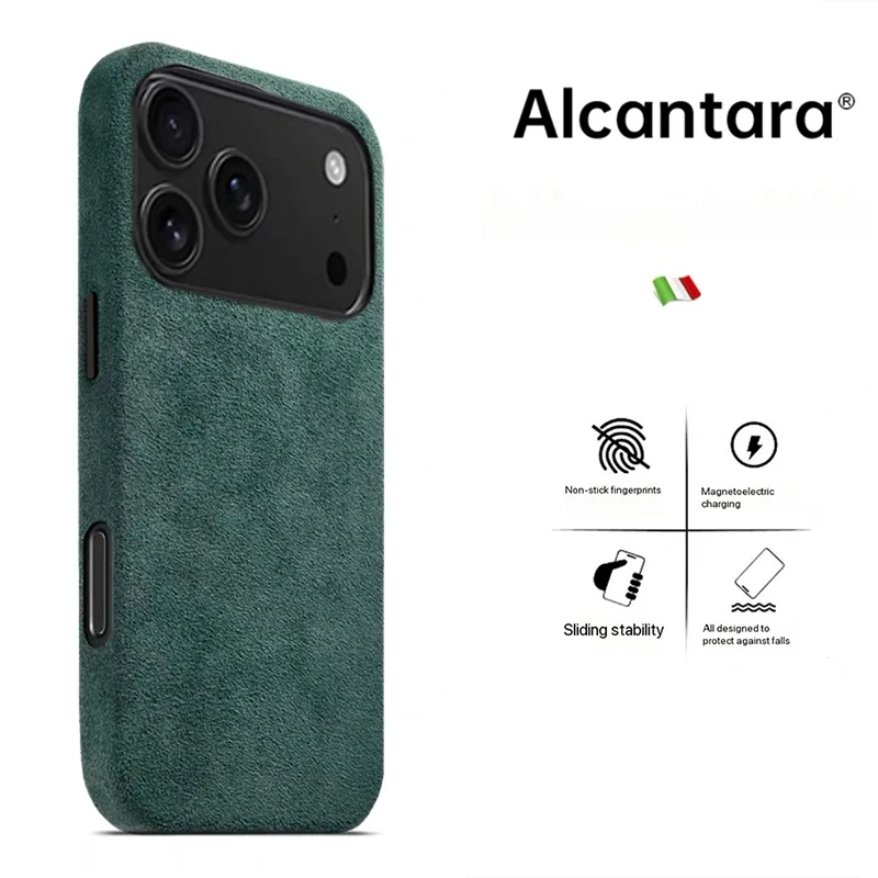 100% Italiaans ALCANTARA hoesje voor iPhone 16 15 17 Pro Max Air met MagSafe magnetische luxe cover Supercar suède lederen achterkant hoesje