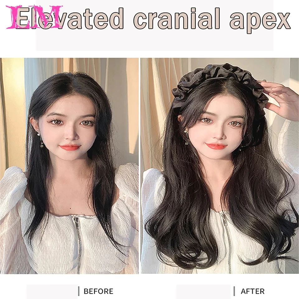 LM Synthetic Hairband Wig for Women Synthetic Long Straight Wigs with Headband Hair Extensions Attached Glueless Half Wig