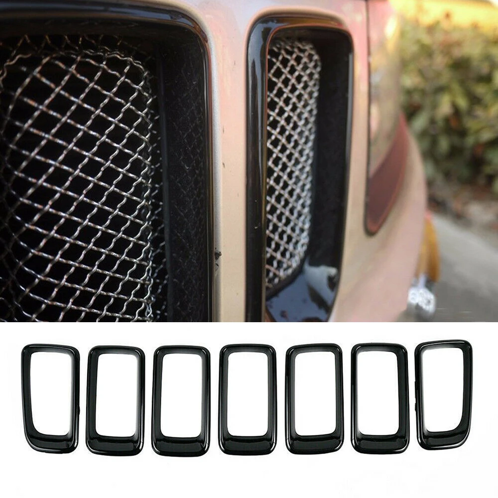 7PCS Front Grille Cover Grill Ring Inserts Frame Trims Kit 68109865AA for Jeep Compass 2011 2012 2013 2014 2015 2016