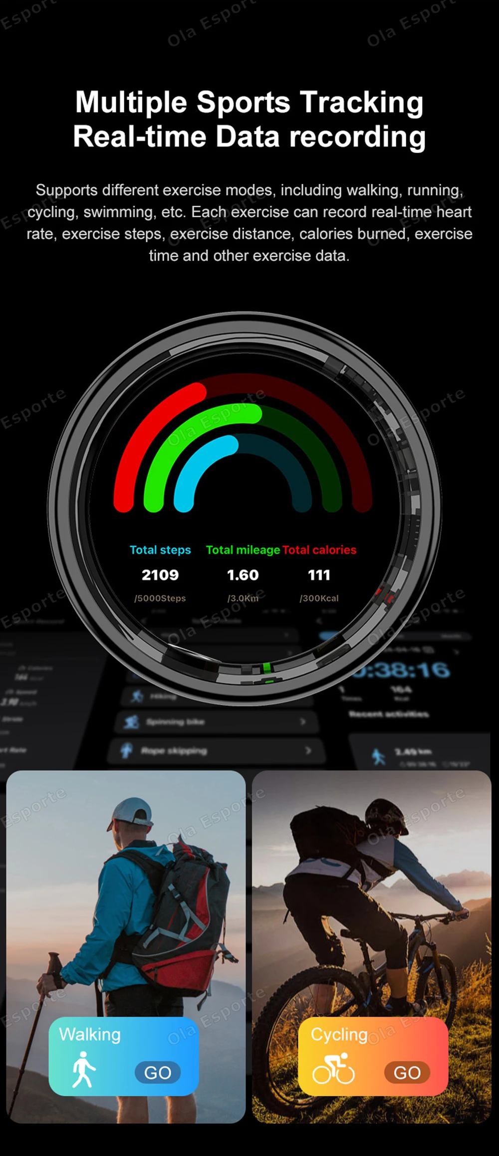 2026 Neue Videosteuerung GPS Motion Smart Ring LED-Anzeige Herzfrequenz Blutsauerstoff-Smartring IP68 & 5ATM Wasserdichter Sport-Smartring – Detail 8