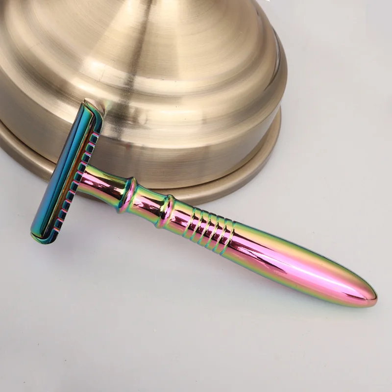 Rainbow Colored Zinc Alloy Safety Shaver, Colorful Manual Shaver, Scraper, Anti Scratch Knife Barber One Blade Razor