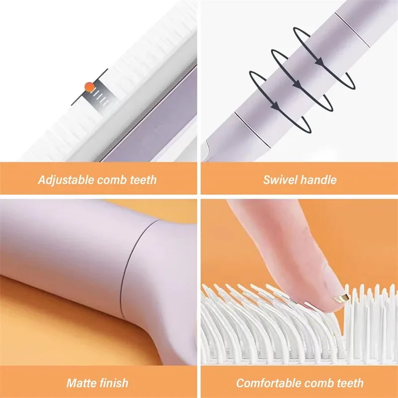 2pcs Rotatable Self Cleaning Hair Brush Anti-Static Hair Brush One-key Cleaning Hair Loss Airbag Scalp Massage Comb Styling Tool