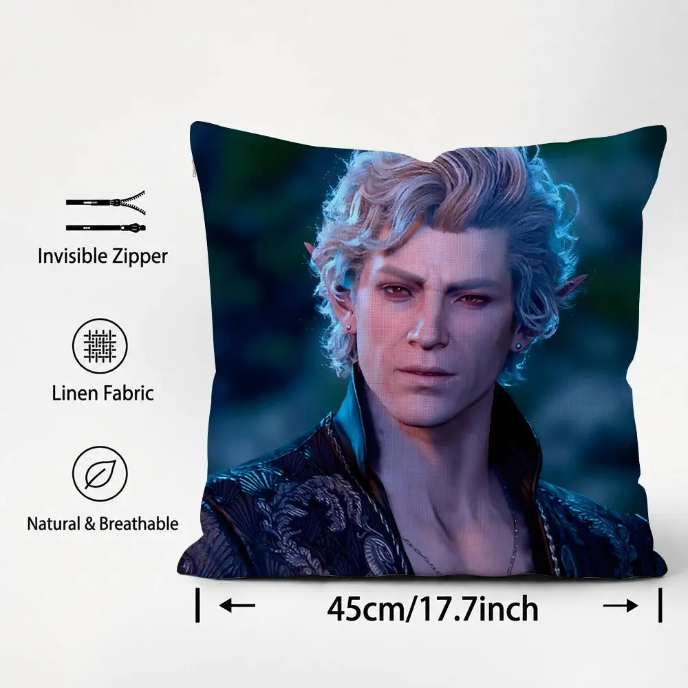 Game Baldurs Gate 3 Astarion Cushion Cover Cushion Covers Natural Linen Breathable Sofa Bedroom Decor Pillowcase