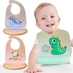 Cartoon Dinosaur Baby Bibs Silicone Waterproof Soft Feeding Bibs