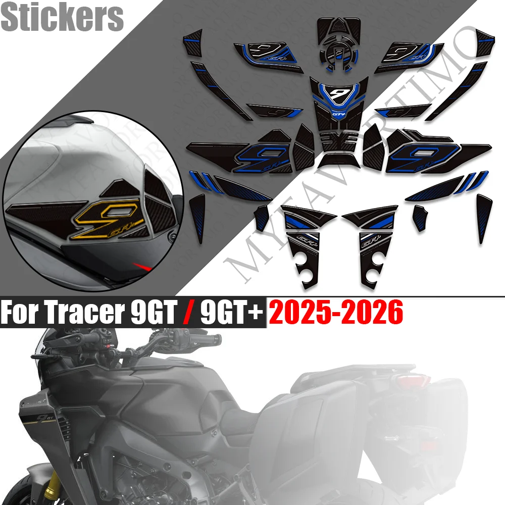 Motorcycle 3D Tank Pad Fuel Cap Knee Grip Fairing Fender Handguard Stickers Decals For Yamaha Tracer 9 GT 9GT 9GT+ 2025 - 2026