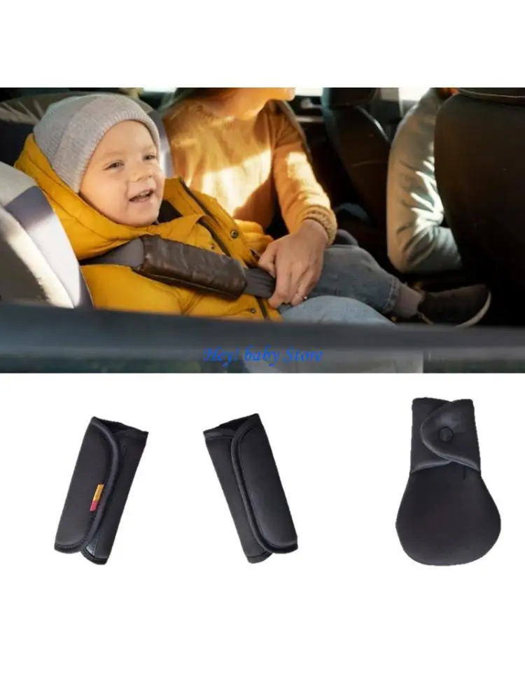 Q1FE 3 Piece Adjustable Car Shoulder Belt Cover with Padded Comfort