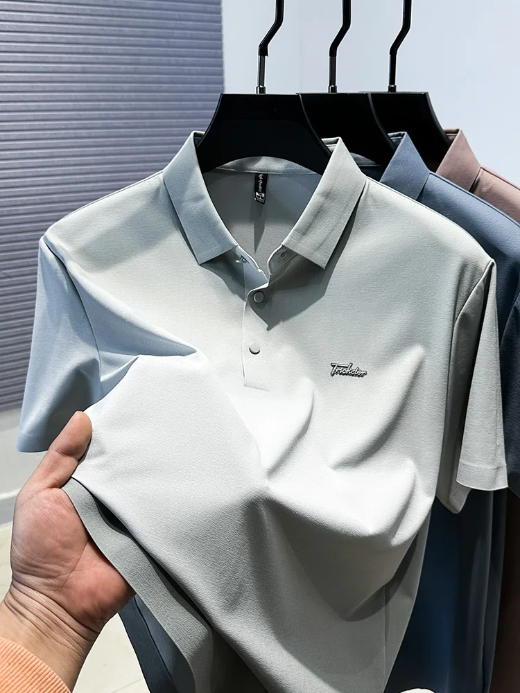 

High end men's summer classic fashion boutique polo shirt casual tie dye short sleeved versatile simple and trendy new top