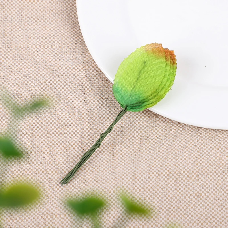 

10Pcs Artificial Silk Leaves Bulk Fake Rose Wire Leaves Wedding Birthday DIY Bouquet Wreath Craft Scrapbooking Decoration