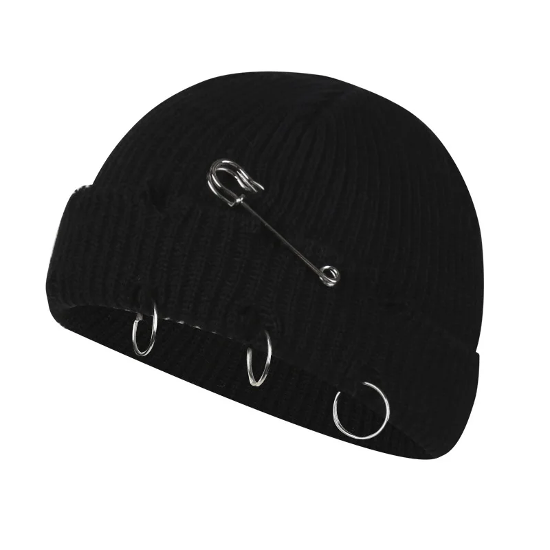 Winter Skullies Hut Für Frauen Männer Paar Y2K Beanies Hüte Mode Gothic Street Punk Gestrickte Motorhaube Kappen – Detail 6