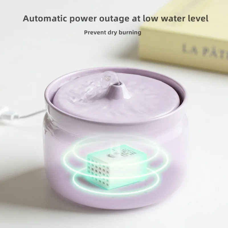 Auto Pet Fountain Drinker for Cats,Ceramic Water Fountain,Indoor Decor,Dog Drinking Bowl,Pet water Dispenser Cat Accessories,1L
