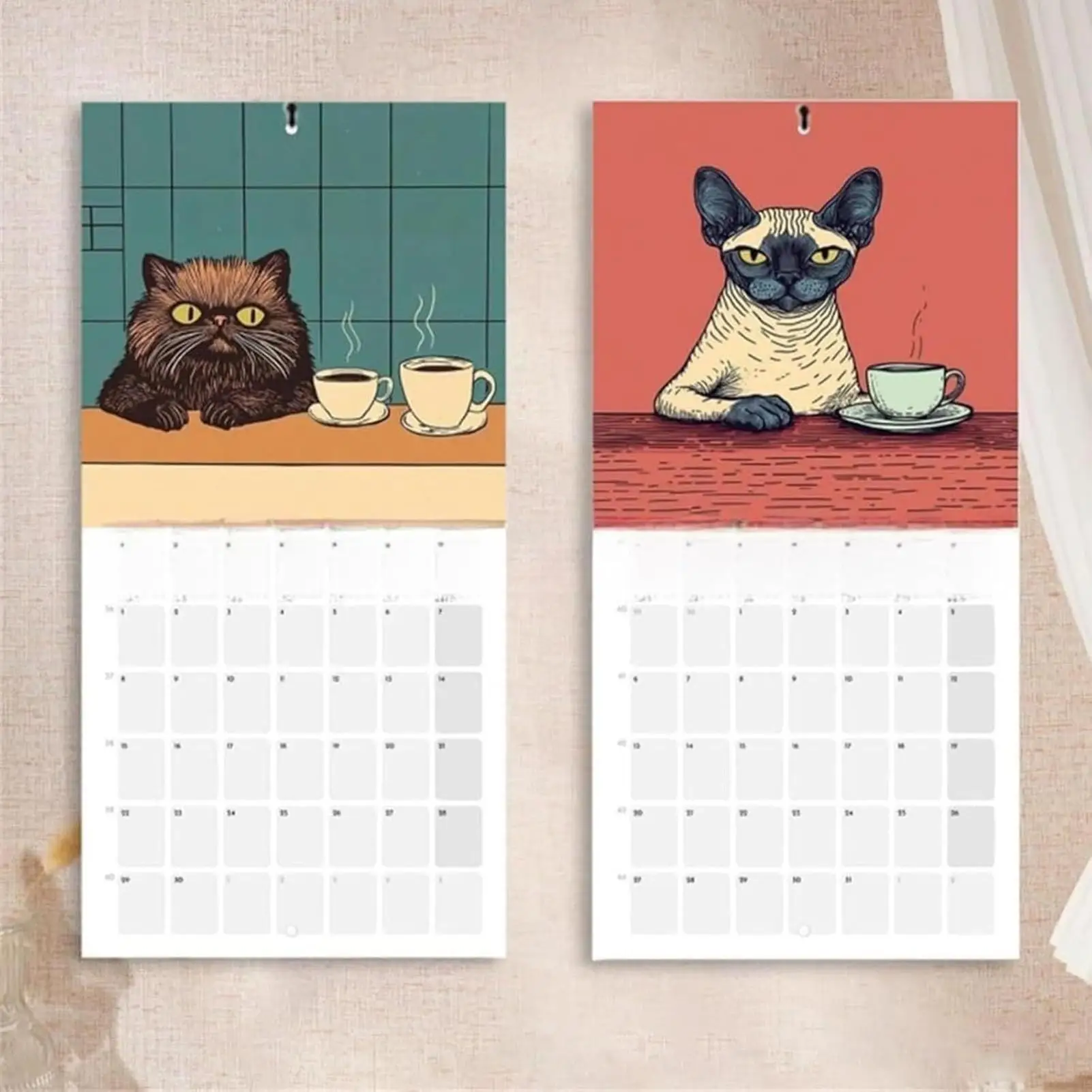 Newest Wall Calendar 2026 12-month Hangable Cats Design Family Schedule Planner Organizer Calendar for Bedroom Home Office Decor