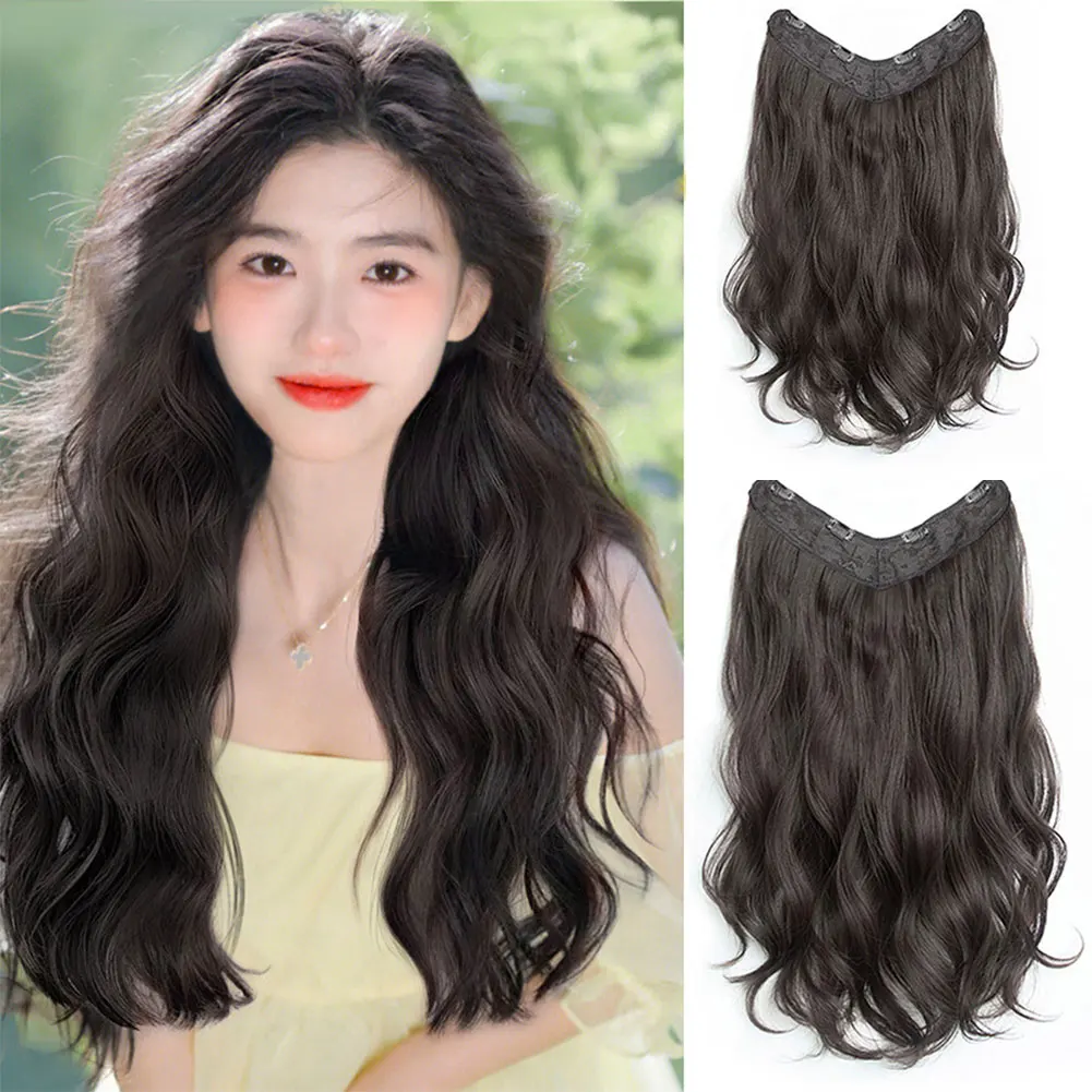 

Synthetic Long Wavy 4 Clips Hair Extensions 17Inch/23Inch Clip On Hair Extensions High Tempreture Fake For Women