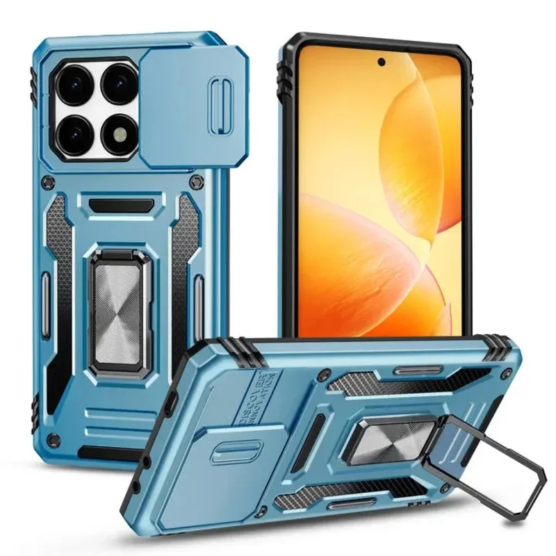 

Case For Xiaomi 14T Slide Camera Full-Body Rugged Military Grade Heavy-duty Armored 2-in-1 Fall-proof Ring Holder Back Cover