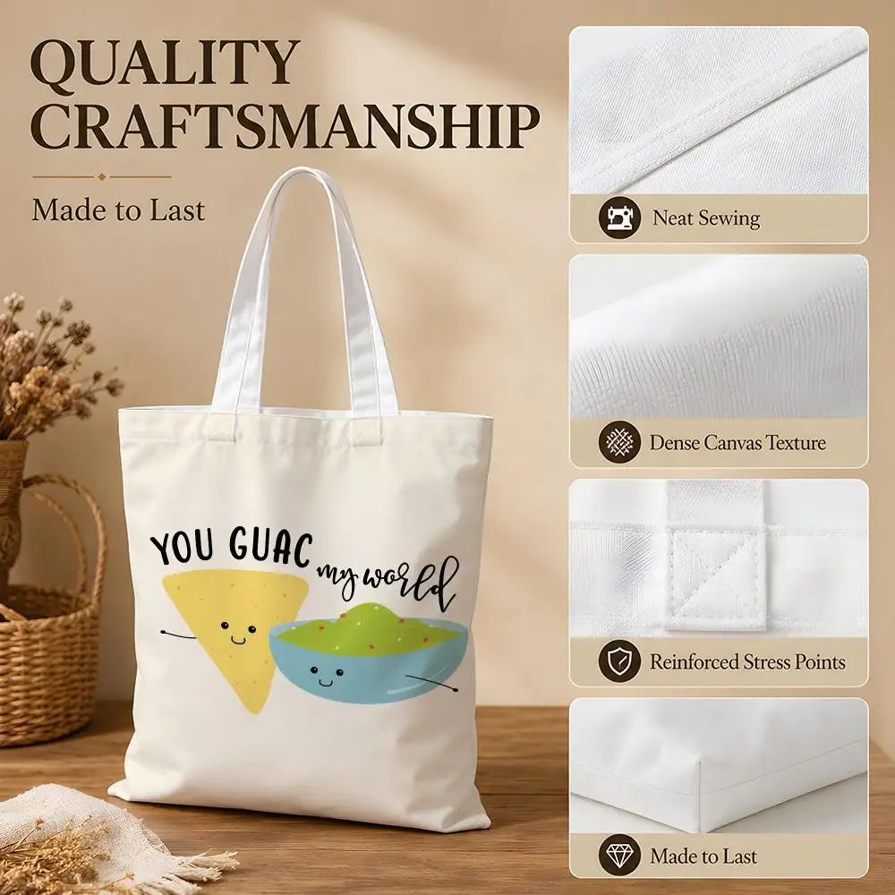You Guac My World Storage Bags Canvas Tote Bag Women Large Capacity Reusable Shopping Shoulder Bag Daily Handbag