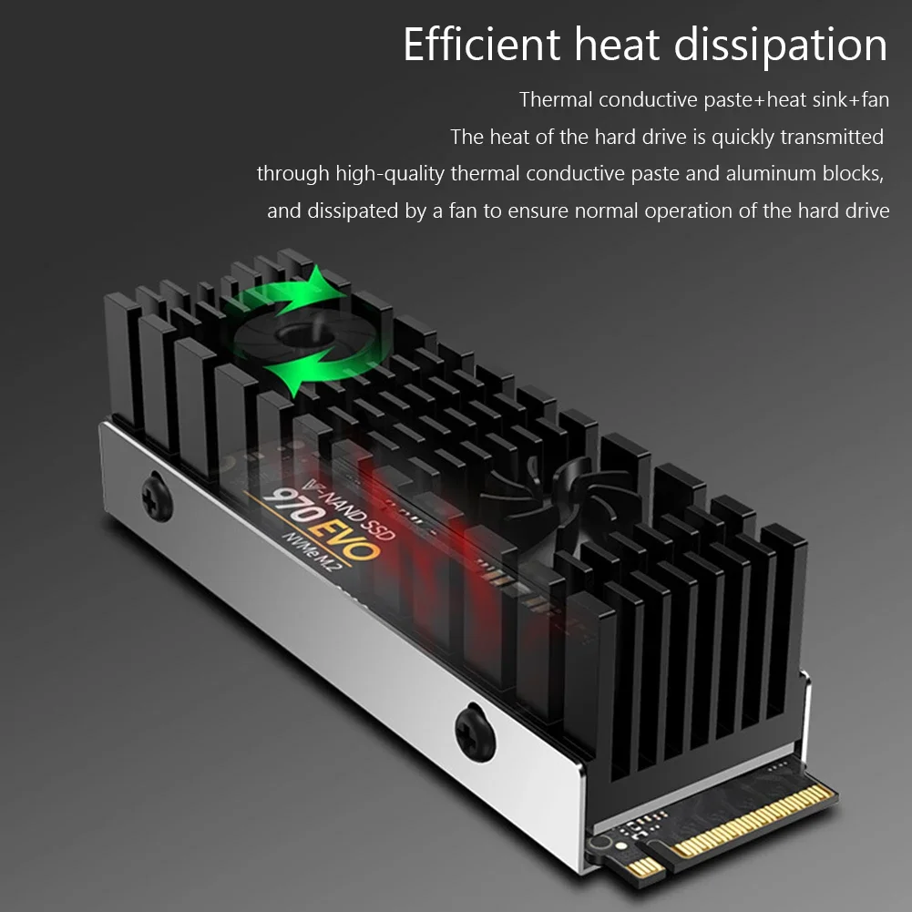M.2 NVME Dissipatore di calore Doppio motore Torre SSD Radiatore in rame e alluminio con silenzioso Doppia ventola da 13 mm 2280 Dispositivo di raffreddamento per unità a stato solido