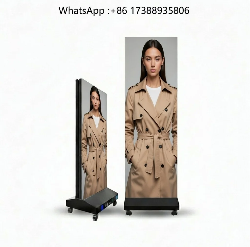 Indoor Foldable Mobile LED Advertising Machine 2mm Pixel Pitch IP65 HDR10 1000cd Brightness SDK Digital Signage Display 2-Year