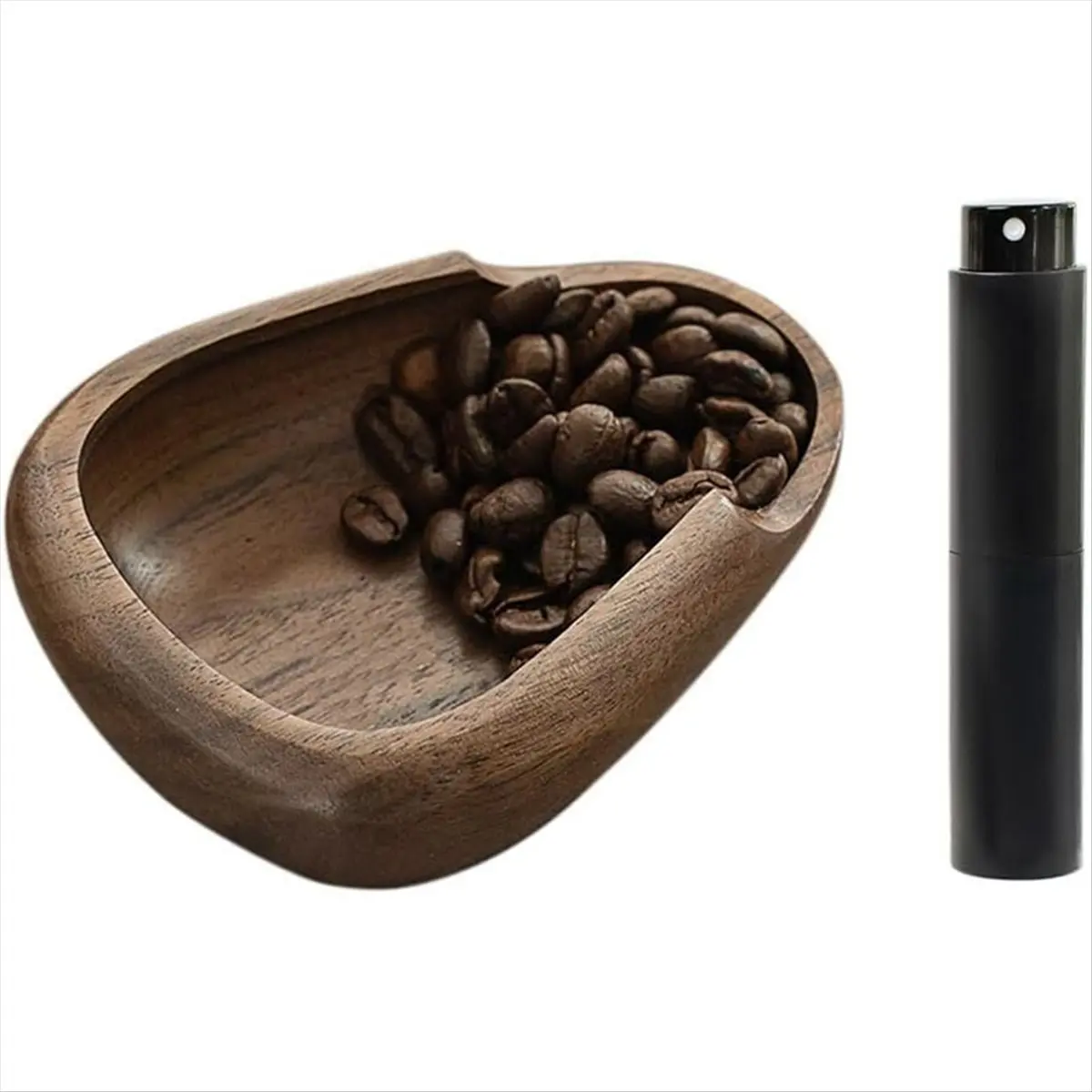 A78I Coffee Bean Dosing Cup and Coffee Spritzer Set Coffee Bar Accessories Wooden Dosing Vessel/Single Dose Measuring Tray