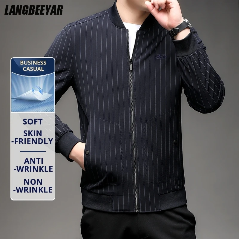 

Высококачественный новый мужской деловой повседневный брендовый пиджак с бейсбольным воротником, ветровка для взрослых, легкие исполнительные пальто