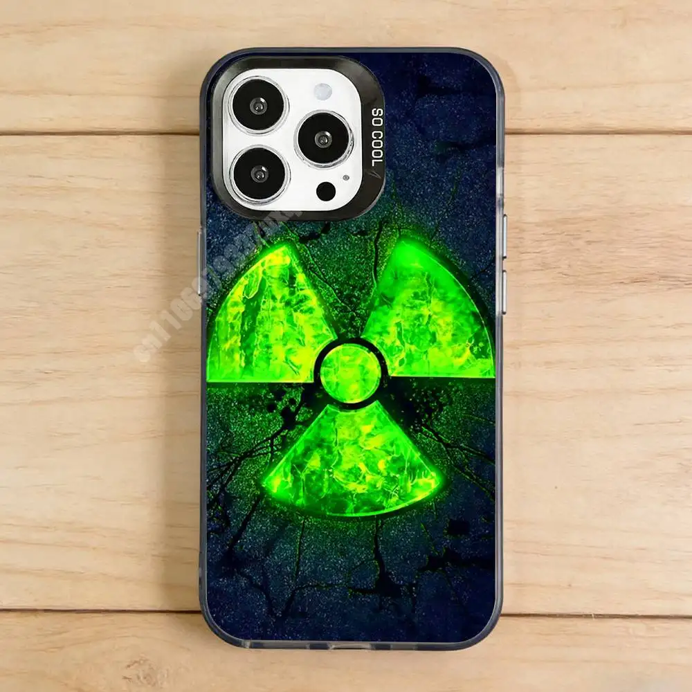 Nuclear Radiation Warning Phone Case for iPhone 17 16 15 14 13 12 11 Pro Plus Max Mini X XS Silicone Hard Cover