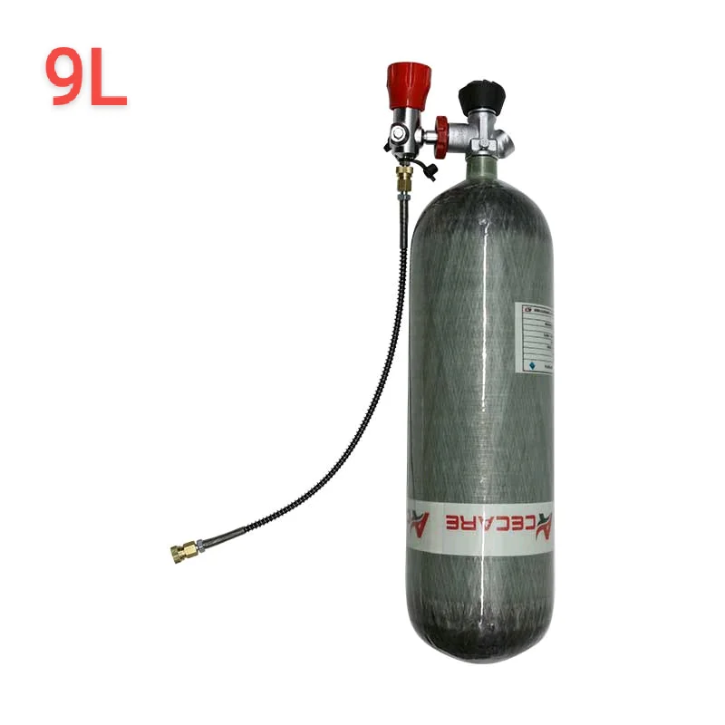 ACECARE 9L CE 300BAR 4500PSI High Pressure Diving Air Tank with Fill Station Carbon Fiber Cylinder Valve Thread M18*1.5