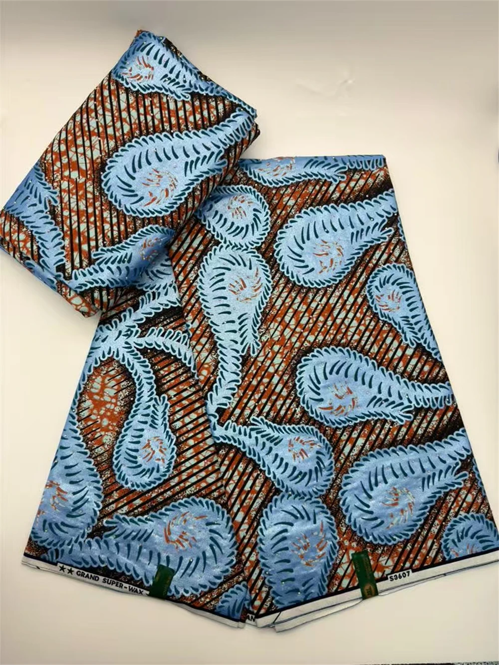 African Wax Fabric High Quality Gold Wax Block with Stones 6 Yards Tissu for Women Dress Fabric