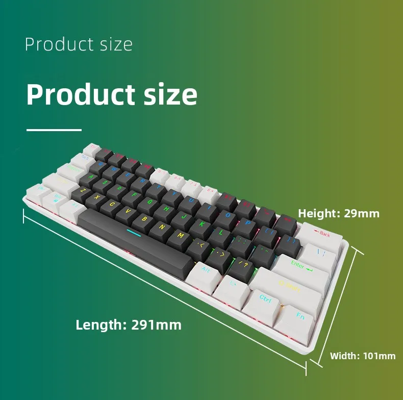 Customizable RGB Blue Switch Wired Illuminated Hot-Swappable Split Mechanical Keyboard 61 Keys Waterproof Metal USB 2.0 Gaming