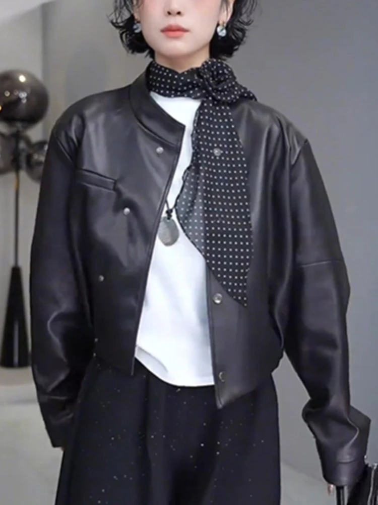 

Кожаная куртка Sli Cool Biker для женщин, модная, весна 2025, универсальная, очень красивая, стильная верхняя одежда